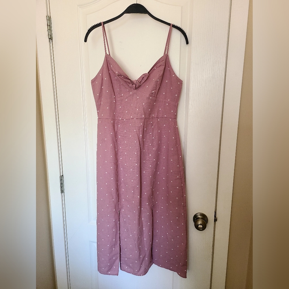 American Eagle linen mix polka dot dress 🩷🤍